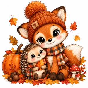 Kleiner Fuchs & Igel im Herbst